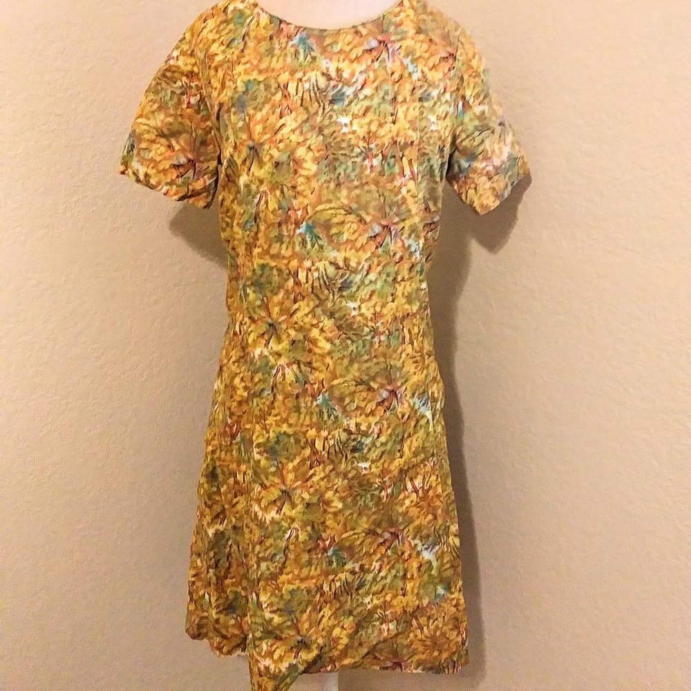 Vintage 1960s Mod Magical Forest Print Shift Dress